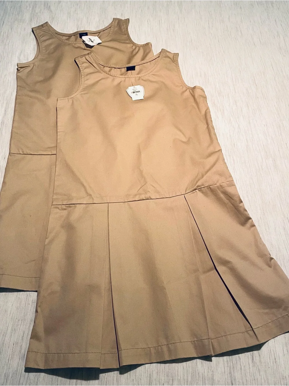 GAP Girls Khaki Sleeveless Pleated School Uniforms with Side Zipper (TWO) NWT
